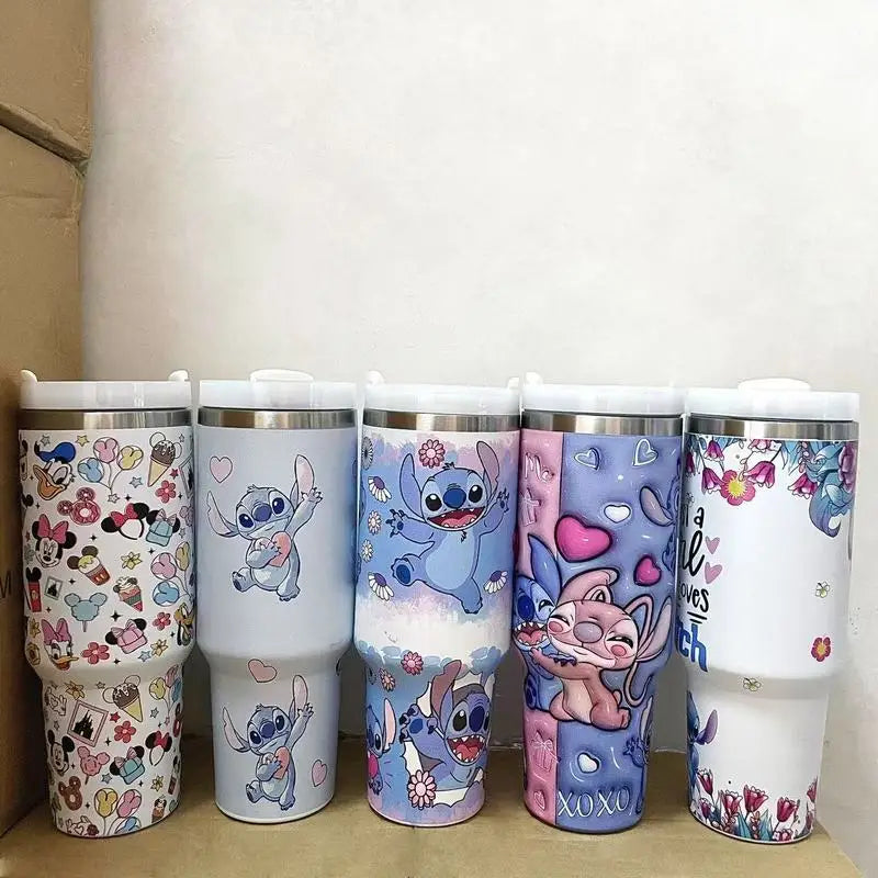 Hot In Stock Cartoon Stitch Series 40oz Large-Capacity Portable Anti-Drop Stainless Steel Insulated Cup Ice Cup Christmas Gift