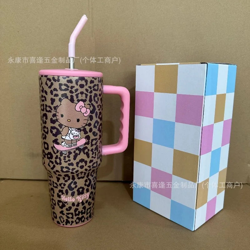Cute Hello Kitty Water Cup Cartoon Anime Couple Gift Women Accessories High Beauty Car Insulated Cup Desktop Ornament Wholesale