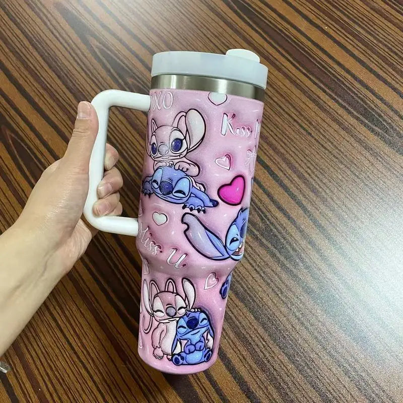 Hot In Stock Cartoon Stitch Series 40oz Large-Capacity Portable Anti-Drop Stainless Steel Insulated Cup Ice Cup Christmas Gift
